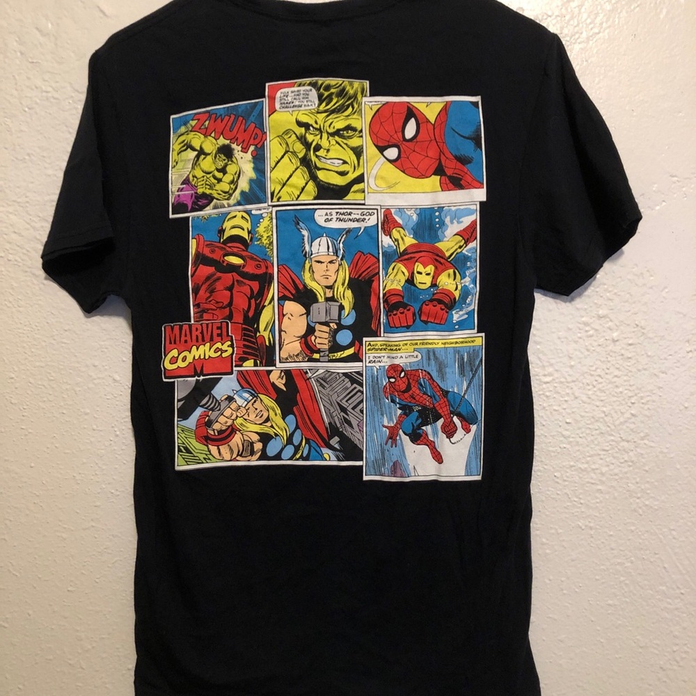 Marvel Black Comic Panel Short Sleeve Tee